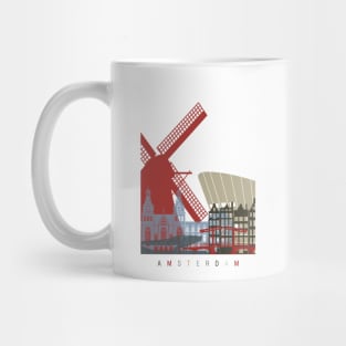 Amsterdam skyline poster Mug